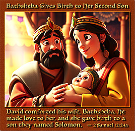 Click to enlarge this artwork of the birth of David and Bathsheba's second child. The birth of David and Bathsheba's second child