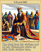 Click to enlarge Warren's custom Scripture picture of sad King David tearing his clothes. Sad King David tearing his clothes