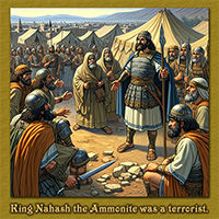 Click to enlarge this AI-generated artwork of King Nahash from 'bible.art.' AI-generated artwork of King Nahash from 'bible.art.'