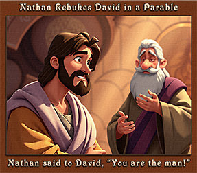 Click to enlarge this artwork of Nathan telling David a Parable. Nathan telling David a Parable