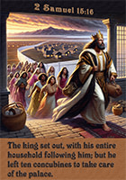 Click to enlarge Warren's custom Scripture picture of King David fleeing with his entire household. King David fleeing with his entire household