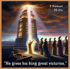 Click to enlarge Warren's custom Scripture picture of 2 Samuel 22:51a. Warren's custom Scripture artwork of 2 Samuel 22:51a